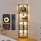 FENLO Corner Floor Lamp with Shelves, Dimmable LED Corner Shelf with Lights by FENLO