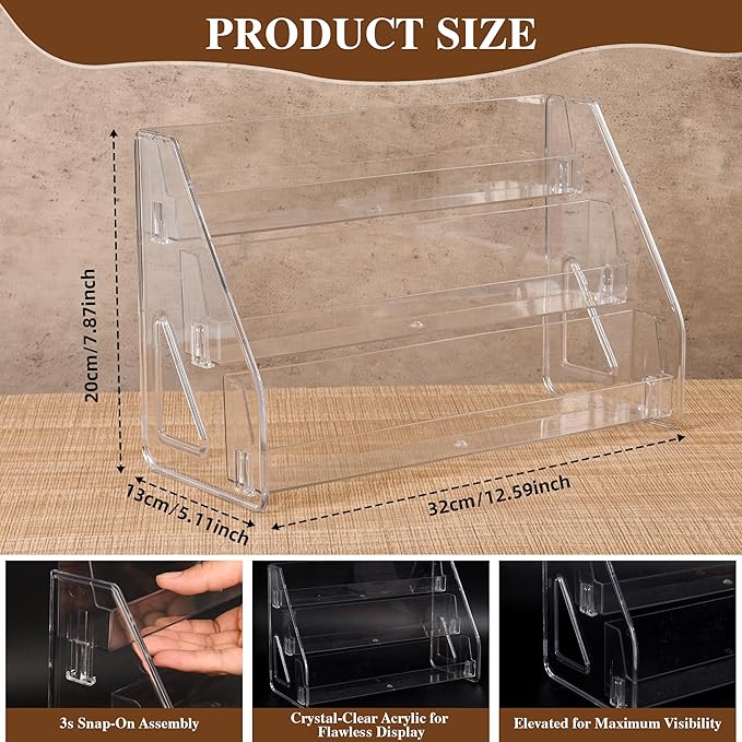 CELSOL Elevated 3 Tier Clear Acrylic Card Display Stand - Image 2