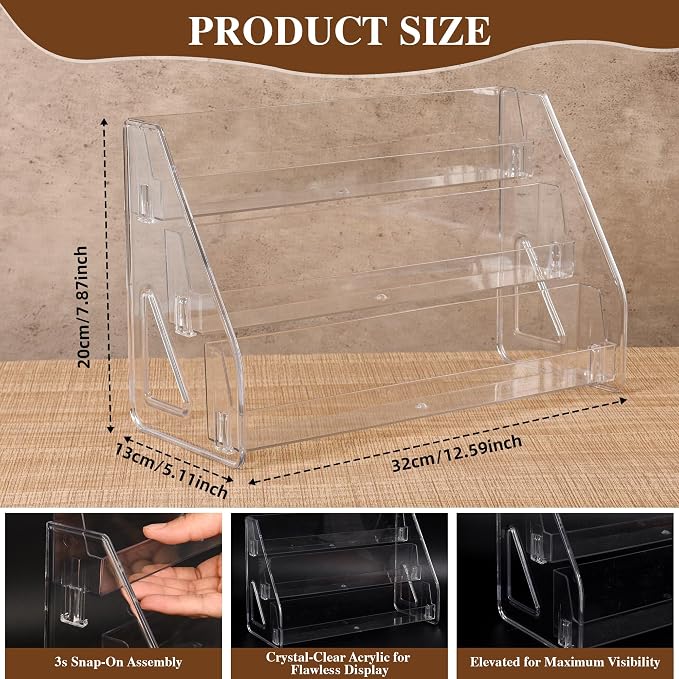 CELSOL 2 Pack Elevated 3 Tier Clear Acrylic Card Display Stand - Image 2