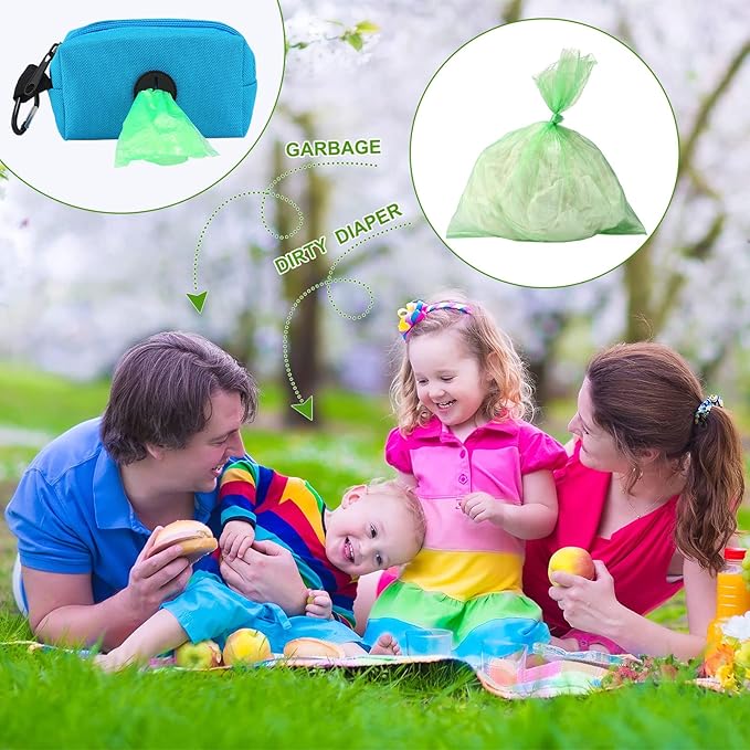 Dingion 3 Pack Diaper Bag Dispenser Set Diaper Trash Dispenser with 135 Counts Baby Disposal Trash Bags with Hook for Newborn Gift