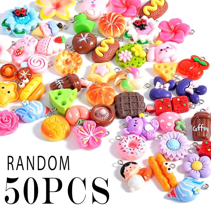 stino 50PCS Plastic Charms for Jewelry keychain Making Supplies | - Image 3