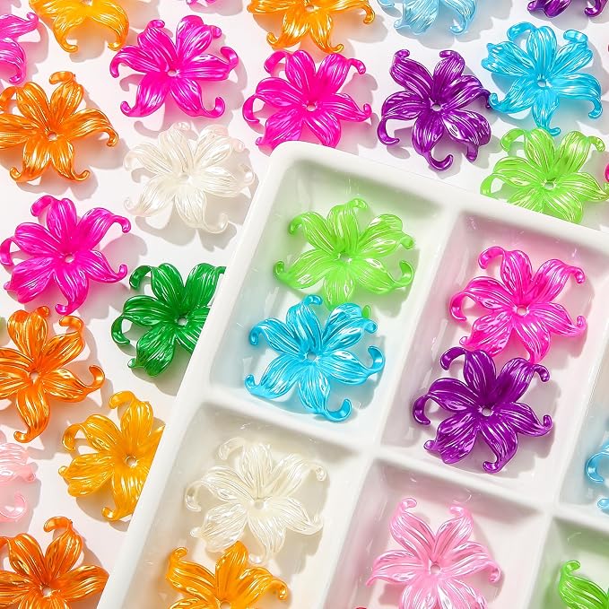 40pcs Flower Shape Beads Color Pearl Electroplate Flower Beads Pearl Lily Beads - Image 8