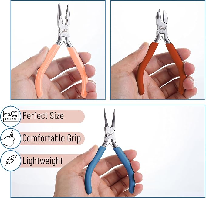 Mr. Pen- Pliers for Jewelry Making, 3 Pack, Chain Nose | Round Nose Pliers Set - Image 3