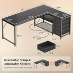 PRAISUN 53" L Shaped Desk with Power Outlets & USB-C Port, Reversible Computer - Image 2