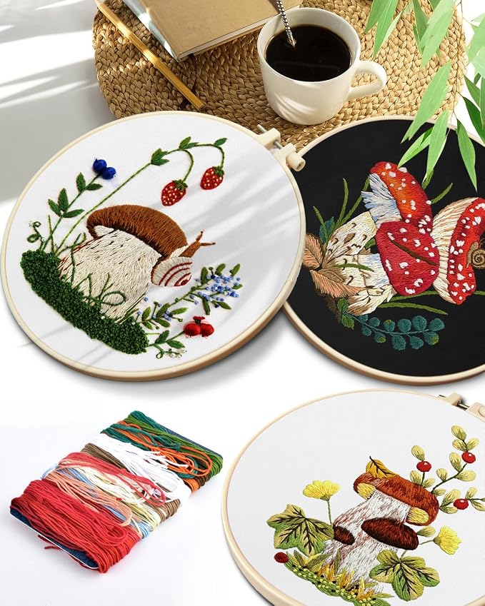 Embroidery Kit for Adult, 5 Sets Mushroom Embroidery Kit for Beginners | - Image 7