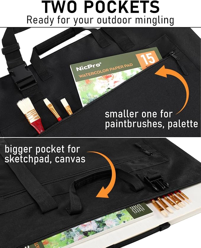Nicpro Light Weight Art Portfolio Bag, 36 x 48 Inches Waterproof Art Portfolio - Image 5