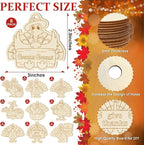 80PCS Wooden Thanksgiving Decoration Turkey Ornaments to Paint Thanksgiving - Image 2