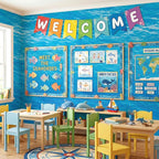 Qyeahkj Ocean Waves Bulletin Board Paper Roll Sea Bulletin Board Background - Image 5
