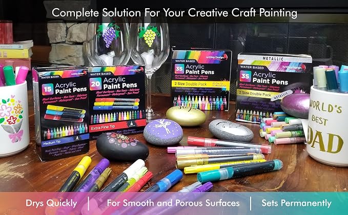 ArtShip Design 35 Premium Acrylic Paint Pens, Double Pack of Both Extra Fine - Image 2