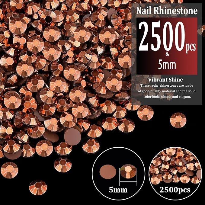 2500pcs 5mm Resin Rhinestones Bulk, Champagne Flatback Round Jelly Rhinestones - Image 2