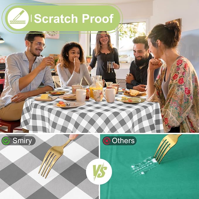 Smiry Plastic Table Cloth, Waterproof Vinyl Tablecloth - Image 5