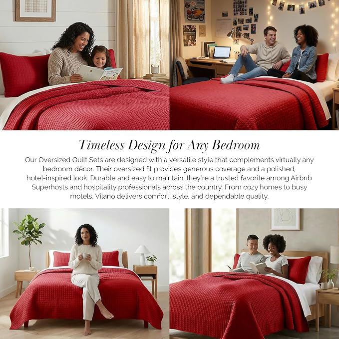 Southshore Fine Living, Inc. Red Quilt King Size Set - Image 6
