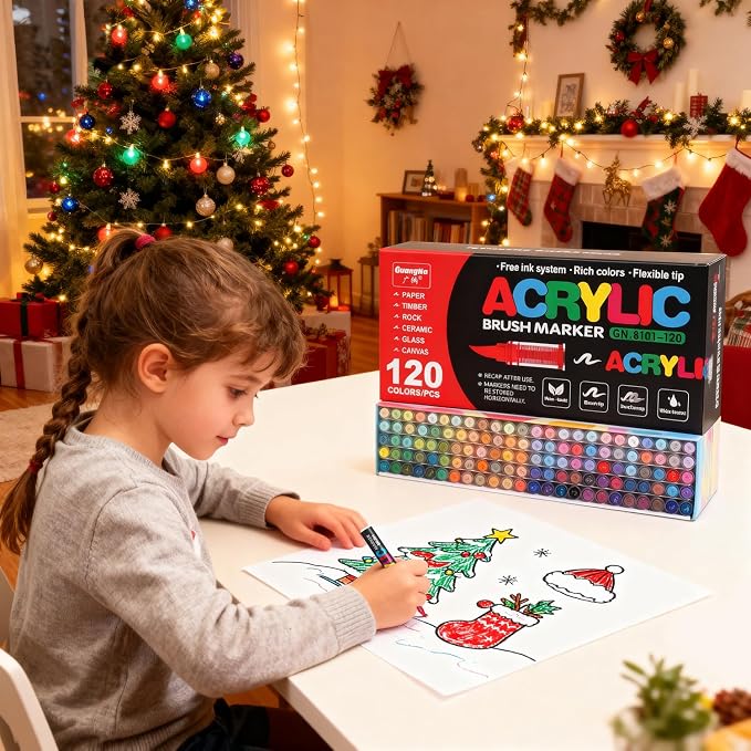 Acrylic Paint Markers Pens, 120 Vivid Colors Acrylic Markers Set, Direct Liquid - Image 5