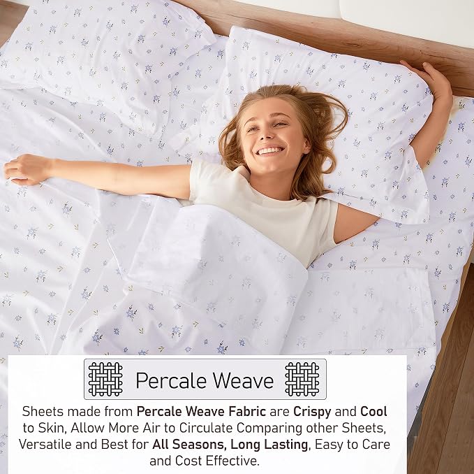 RUVANTI 100% Cotton Sheets – Twin Size Percale Bedding, Cooling & Breathable - Image 3