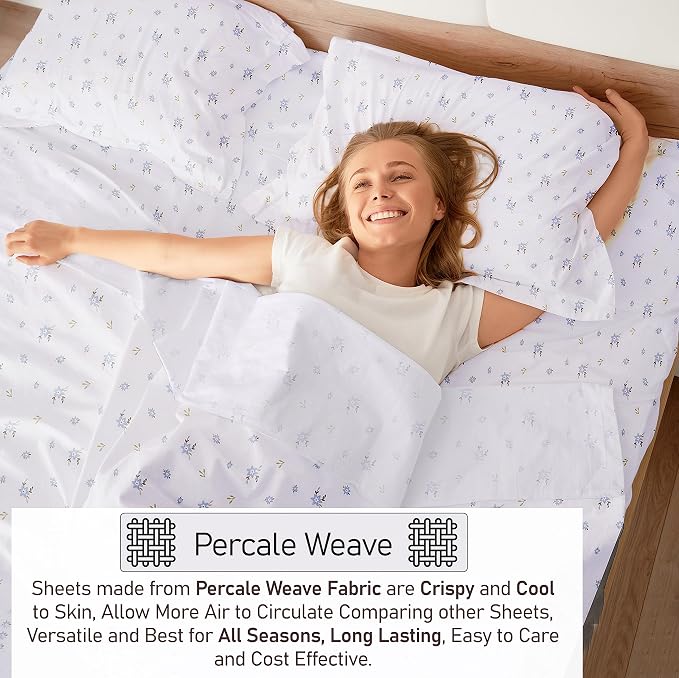 RUVANTI 100% Cotton Sheets – Queen Size Percale Bedding, Cooling & Breathable - Image 3
