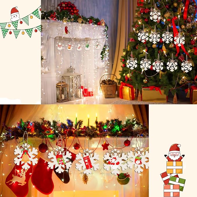50PCS Unfinished Wood kit with Holes, Wood Slice - Image 4