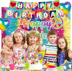 Tie Dye Birthday Party Decorations – 112PCs Rainbow Tie Dye Themed Party - Image 7