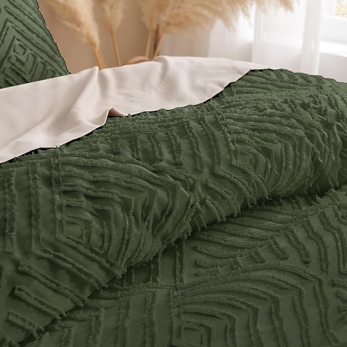 Andency Olive Green California King Comforter Set, 3 Pieces Boho Men Bedding - Image 5