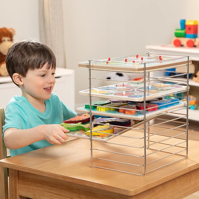 Melissa & Doug Multi-Fit Metal Wire Puzzle Rack 12 inches wide and 0.75 inches - Image 7