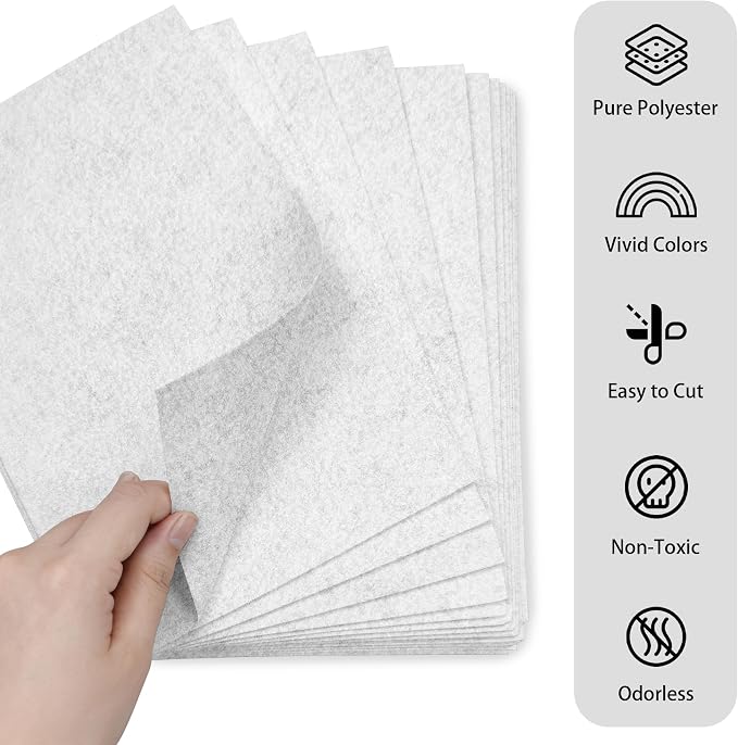 20PCS White Felt Fabric Sheets - Image 3