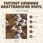 Tintnut Brown Cowhide Heat Transfer Vinyl, easy cut & weed, stretch washable - Image 2