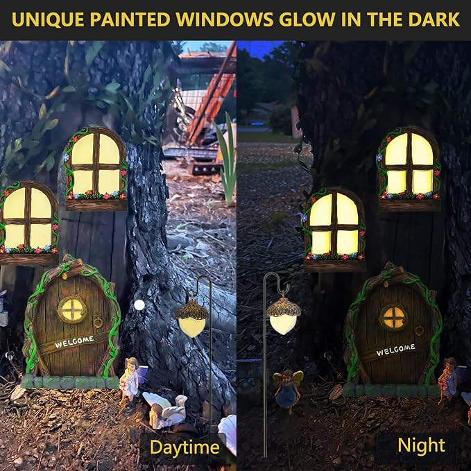 Miniature Fairy Garden Accessories: Glow in The Dark Fairy Door and Windows - Image 3