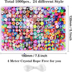 1000PCS Polymer Clay Beads Bracelet Making kit, 24 Style Cute Fun Beads Fruit - Image 4