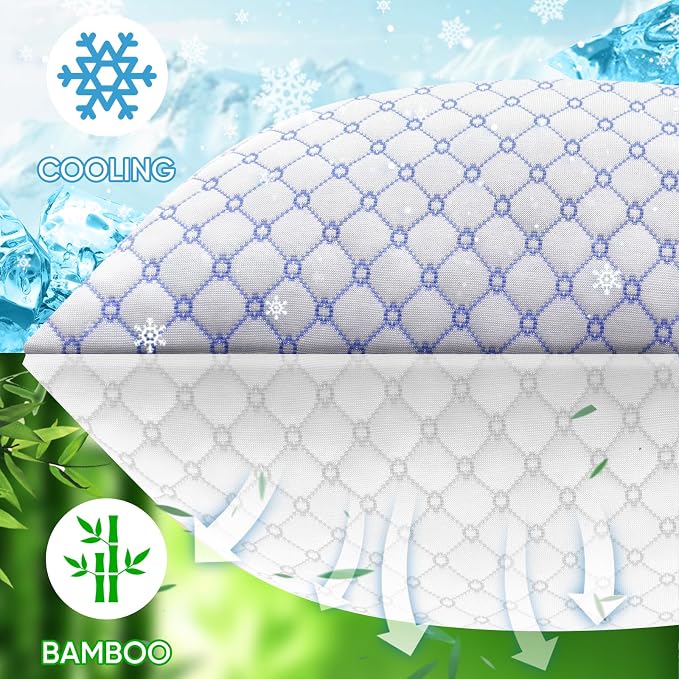 OAISZ Cooling Pillow Queen Size, Shredded Memory Foam Bed Pillows - Image 2