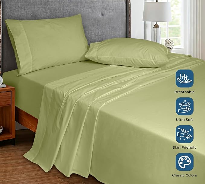 Royale Linens 100% Organic Cotton Full Flat Sheet Only - Image 4