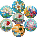 EWJRNSF 6 PCS Flowers Diamond Art Coasters DIY Kit by EWJRNSFDiamondPainting