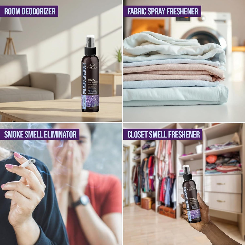 Non-Toxic Odor Eliminator,Natural Lavender Air Freshener Spray for Home,Linen Spray for Peacful Sleep, Closet & Couch Deodorizer,Long Lasting Bathroom & Toilet Freshener,Safe for Kids & Pets,1PK-4Oz