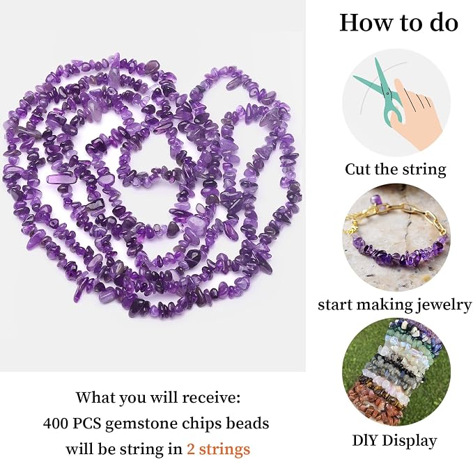400pcs Natural Chip Stone Beads - Image 8