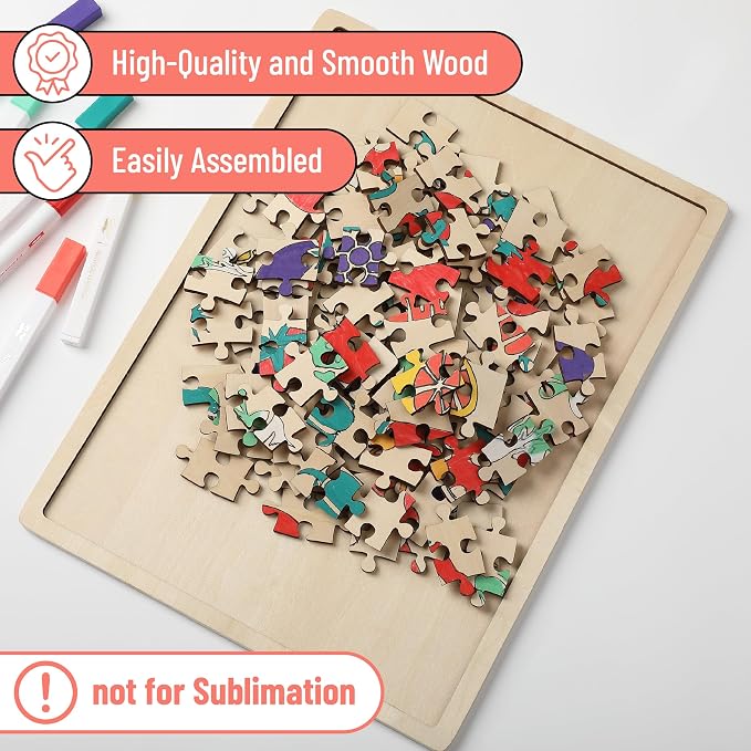 Mr. Pen- Blank Wooden Puzzle, 100 Pieces, 14.2" x 10.6" | Wooden Blank Puzzles - Image 3