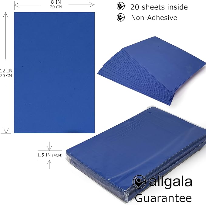 Allgala 20-Value-Pack EVA Foam Paper 8x12 Inch Sheets-Royal Blue-CF85304 - Image 2