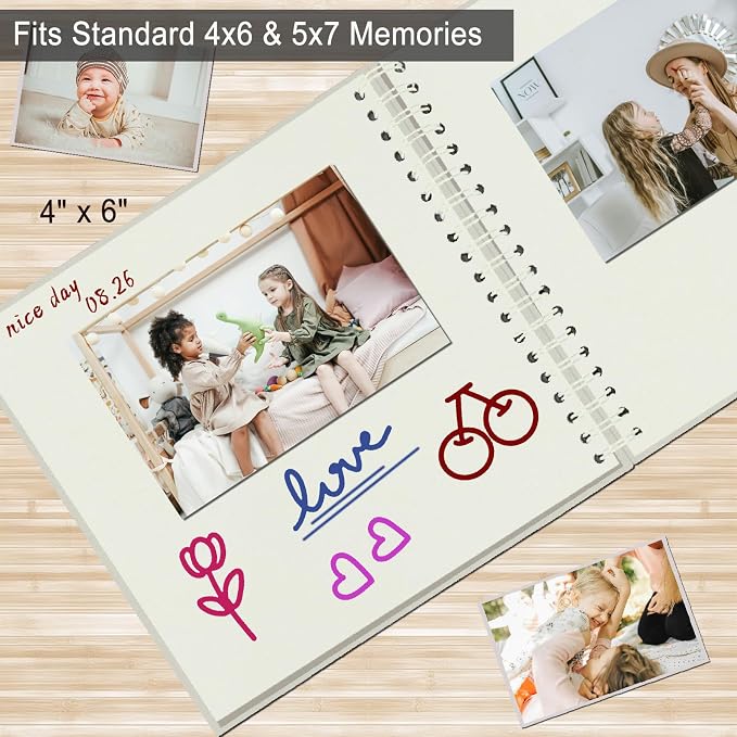 DIY Scrapbook Album 7x7 Inch, Hardcover Kraft Paper Scrap Book Photo Album - Image 6