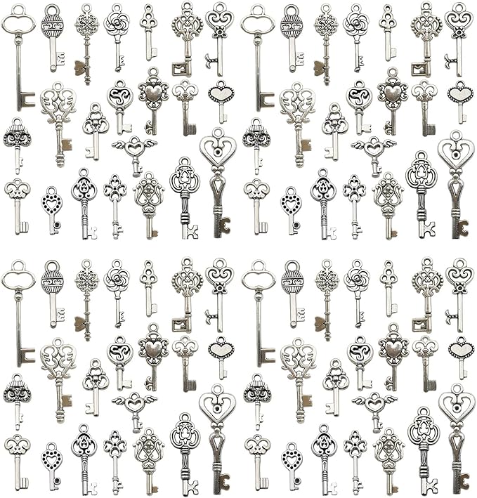 WOCRAFT 120pcs Antique Silver Small Key Charm by WOCRAFT