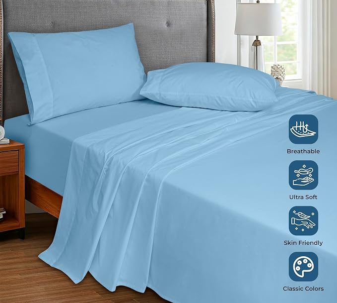 Royale Linens 100% Organic Cotton Full Flat Sheet Only - Image 4