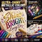 SAKEYR Super Golden Metallic Paint Markers, 12 Colors Sparkle Metallic Glitter - Image 6