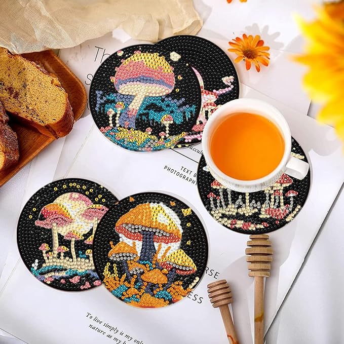 EWJRNSF 10 PCS Diamond Art Coasters Kit, Small Diamond Painting Coasters - Image 4