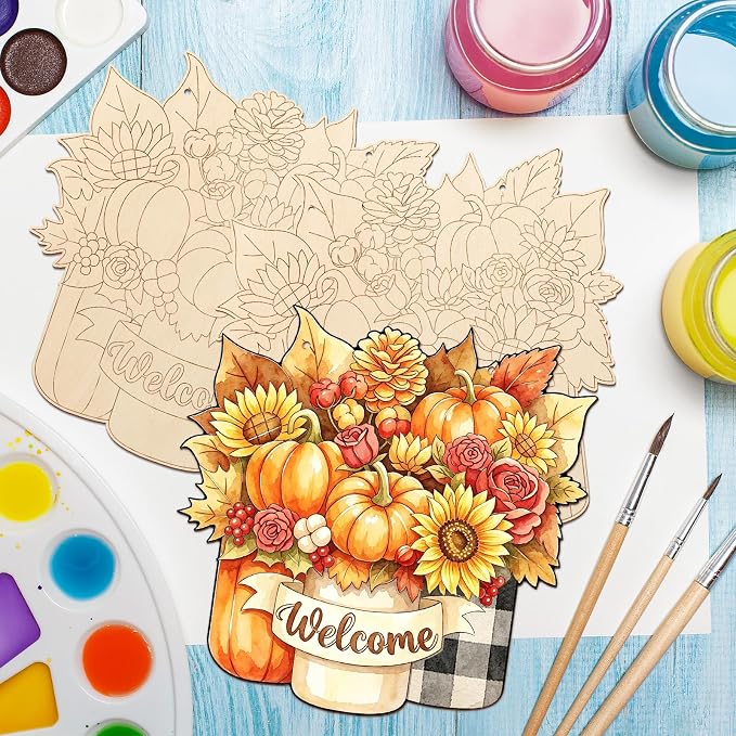 Unfinished Fall Wreaths Wood Crafts to Paint Set of 3, Unfinished Wood Cutouts - Image 7