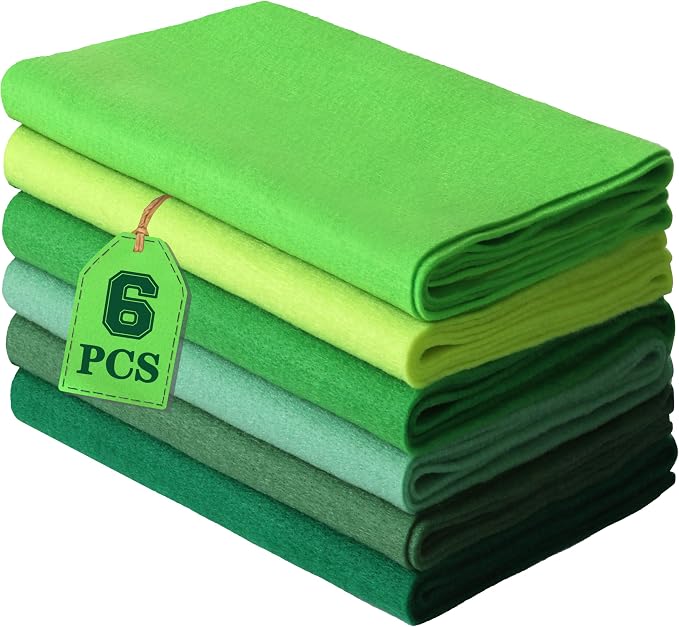 HaoFeiJH 6 Rolls 8"x20" Soft Green Felt Fabric Sheets, 1.6mm Thick, and Projects by HaoFeiJH