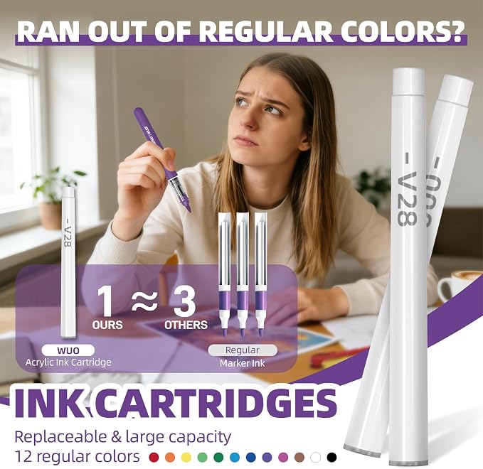 WUO Acrylic Paint Markers, 36 Colors Water-Based No-Bleed Paint Pens - Image 4