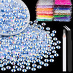 4000pcs 4mm Resin Rhinestones Bulk, Sky Blue AB Flatback Round Jelly by BELLEBOOST