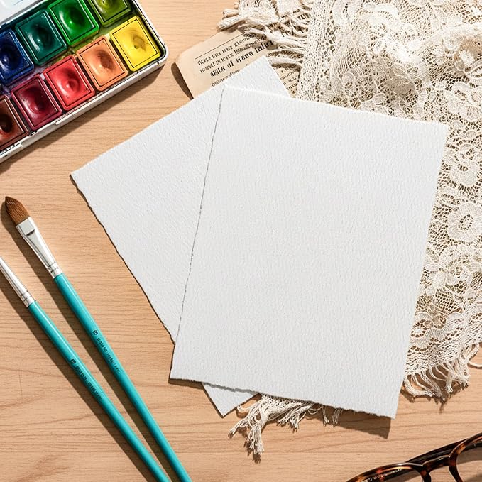 100 Sheets Deckled Edge Paper 8.5x11 inches, 160 GSM Handmade Paper, - Image 4