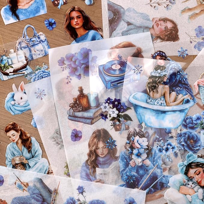Auguro Winter Home Girls Scrapbooking Stickers 20 Sheets Pre-Cut 120 washi - Image 7