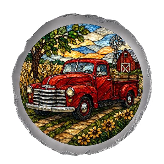 Magnolia Garden 10-Inch Vintage Red Truck Stepping Stone by DicksonsGifts