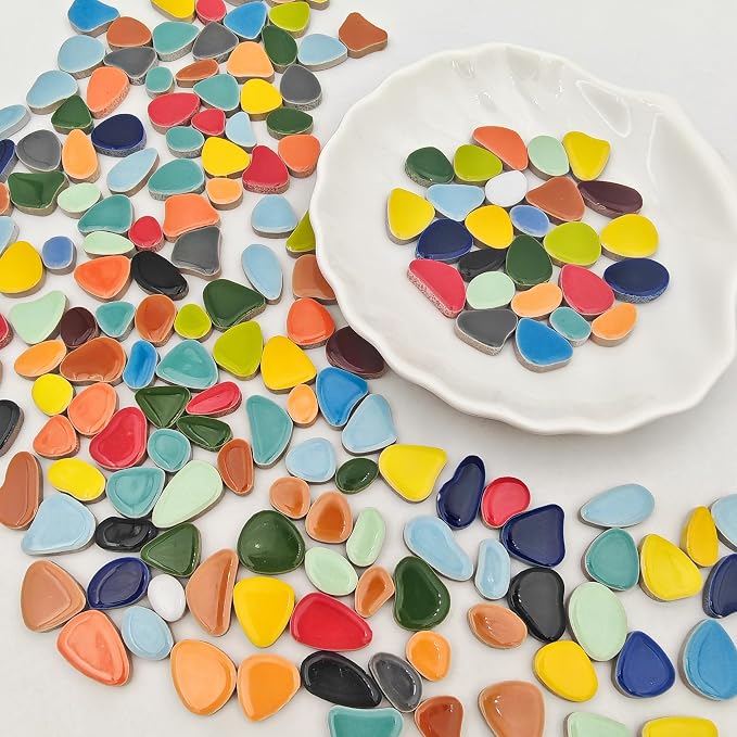 1.1lb Ceramic Mosaic Tiles, Mixed Colour Ceramic Mosaic Pieces - Image 5