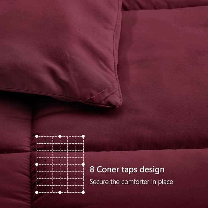 TEXARTIST Premium 2100 Series King Comforter All Season Breathable Burgundy - Image 5