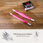 WA Portman 2-Piece Pink Craft Knife Set – Sharp, Durable Hobby Knife Set - Image 2