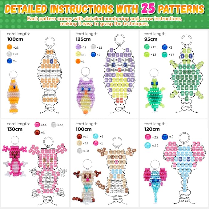 Pony Beads Kit for Keychain Making, Glow in the Dark Bead Pets for Kids - Image 3